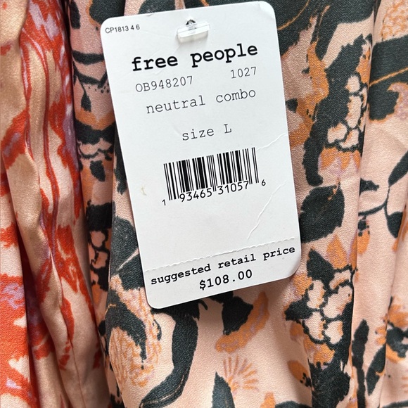 NWT Free People "Cruisin' Together" Top L Wildberry Mixed Print Blouse Boho - Picture 6 of 7